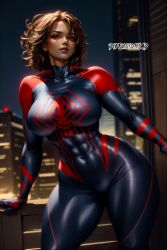 1girls ai_generated curvy curvy_body curvy_figure genderswap_(mtf) huge_breasts latex_suit long_hair marvel marvel_comics miguel_o'hara rule_63 skin_tight solo_female solo_focus spider-man:_across_the_spider-verse spider-man_2099 spider-woman_2099 stable_diffusion voluptuous voluptuous_female