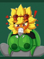 cum cum_in_mouth female heart heart-shaped_pupils huge_ass huge_breasts huge_cock male nadrex plantie plants_vs_zombies plants_vs_zombies:_heroes solar_flare_(pvz) wide_eyed