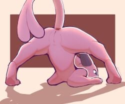 2023 anus clydelewd_(artist) colored eeveelution espeon female fur generation_2_pokemon genitals hi_res innie_pussy jack-o'_pose looking_at_viewer nintendo pink_body pink_fur pokemon pokemon_(species) pose presenting presenting_pussy purple_inner_ear pussy rear_view shadow