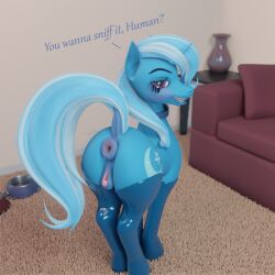 1:1 1girls 3d animal_genitalia animal_pussy anus blender_(software) english_text equid equine equine_genitalia equine_pussy female female_only first_person_view friendship_is_magic genitals hasbro hi_res horn horse inviting latex_stockings looking_back mammal my_little_pony presenting presenting_anus puffy_anus pussy rear_view solo sunsetsarsaparilla text trixie_(mlp) unicorn