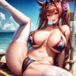 ai_generated animal_ears bikini brown_hair cygames daiwa_scarlet_(umamusume) dmm_games doujin fictional_product japan_umamusume_training_schools_and_colleges long_hair looking_at_viewer nsfw seductive sensitive spread_legs tagme tracen_academy umamusume umamusume_pretty_derby umsk unofficial うましこ ウマシコ