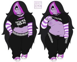 1girls 2020s 2023 2_panel_comic 5_fingers :3 amethyst_(steven_universe) artist_logo artist_name belly belly_button belt boobs breasts bush cartoon_network choker cross cross_necklace emo emo_girl eyelashes eyeliner female female_only fingerless_gloves flashing flashing_breasts flashing_pussy gem gem_(species) hair_covering_eye hair_over_one_eye juicydemon legwear long_hair looking_away my_chemical_romance navel nipples nose_ring nosering piercing pubes pubic_hair puffy_nipples pulling_down_pants purple_body purple_nipples purple_skin shirt shirt_lift simple_background simple_nose smug smug_face smug_grin sneakers steven_universe striped_gloves studded_belt tummy two_tone_hair very_long_hair white_background