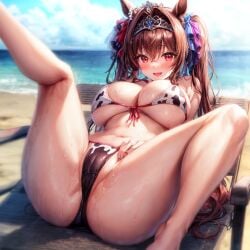 ai_generated animal_ears beach bikini brown_hair cygames daiwa_scarlet_(umamusume) dmm_games doujin fictional_product japan_umamusume_training_schools_and_colleges long_hair looking_at_viewer nsfw seductive sensitive spread_legs tagme tracen_academy umamusume umamusume_pretty_derby umsk unofficial うましこ ウマシコ