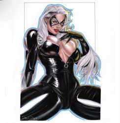 1girls 2023 black_cat_(marvel) curvy curvy_body curvy_female curvy_figure ed_benes_studio felicia_hardy female_only huge_breasts latex_suit long_hair looking_at_viewer marvel marvel_comics seductive_look skin_tight spider-man_(series) victim_official voluptuous voluptuous_female white_hair