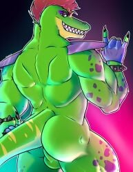 1boy 2022 alligator alligatorid anthro anthro_focus anthro_only anthro_solo artist_name ass ass_focus balls balls_behind_legs ballsack bracelet claws completely_nude completely_nude_male crocodile crocodilian crocodylid digital_drawing_(artwork) digital_media_(artwork) fangs finger_claws fingerless_gloves five_nights_at_freddy's five_nights_at_freddy's:_security_breach furry furry_male furry_only gay gay_male gloves humancorporati1 long_tail looking_at_viewer looking_back looking_back_at_viewer male male_only mohawk_(hairstyle) montgomery_gator_(fnaf) muscles muscular_anthro muscular_arms muscular_legs muscular_male nude nude_male perineum posing_for_the_viewer reptile reptile_humanoid scottgames scrotum shaka_sign sharp_teeth shoulder_pads smiling_at_viewer solo solo_anthro solo_in_panel spiked_bracelet star_glasses steel_wool_studios sunglasses testicles testicles_behind_legs