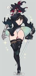 ? ass big_ass black_hair black_legwear boots eye_patch female female_only fromsoftware full_body genderswap_(mtf) high_heels katana kemonomimi leotard nier:_automata nylons prosthetic prosthetic_arm rear_view red_eyes red_hair rule_63 sekiro sekiro:_shadows_die_twice sinzui solo standing sword thigh_boots thighhighs two_tone_hair upskirt weapon wide_hips yorha_2b_(cosplay)