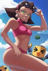 1girls mega_man mega_man_legends servbot swimsuit thighs tron_bonne