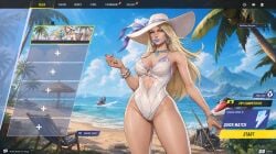 1girls beach big_ass big_breasts bikini blonde_hair cleavage emma_frost emma_frost_(marvel_rivals) emma_frost_(white_wave_queen) female female_only marvel marvel_rivals thick_thighs voluptuous