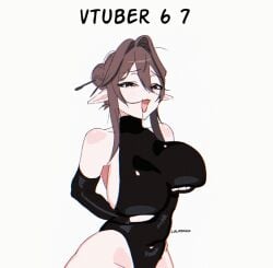 big_breasts brown_eyes brown_hair chubby_woman gif original_female_character vtuber