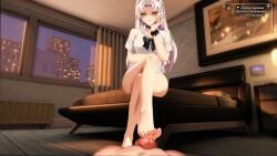 animated aroused aroused_face beautiful_female beauty beauty_mark blush bottom_up brat breasts bubblebebe cute cute_face eyebrows eyelashes female female_focus footjob girls half_naked hourglass_figure indie_virtual_youtuber lewdtuber male medium_breasts petite petite_body petite_breasts petite_female pov sexy sexy_body sexy_female sexy_pose tagme thick_thighs thighs video vtuber vtuberfanart white_hair yellow_eyes