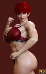 1girls 3d abs ass big_ass big_breasts breasts facial_tattoo female fit fit_female hagiwara_studio highres megumi_hagiwara muscular muscular_female original original_character pinup pubic_hair red_hair solo solo_female tagme thick_thighs watermark yellow_eyes