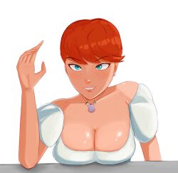 boobs dress freckles miraculous_ladybug ondine_(miraculous_ladybug) redhead redhead_female smile sosnikom