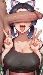 1boy 1girl 2026 ai_generated artist_name boobs breasts bust cheek_poking chest clothed_female_nude_male cock demon_slayer dick double_v erection heart hetero hi_res high_quality highres kimetsu_no_yaiba kochou_shinobu large_penis mosaic_censoring patreon patreon_username penis penis_awe penis_on_face pinkname precum solo_focus sweat testicles tits tongue tongue_out trembling twitching_penis uncensored v veins veiny_penis w watermark