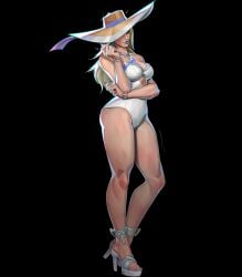 1girls ass big_ass bikini blonde_hair emma_frost emma_frost_(marvel_rivals) emma_frost_(white_wave_queen) female female_only heels marvel marvel_rivals official_art thick_thighs voluptuous
