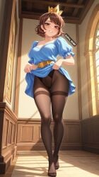 ai_art ai_generated alixx_nswf brown_eyes brown_hair clash_(series) clash_royale feet legs princess_(clash_royale) sexy smile stockings supercell tights