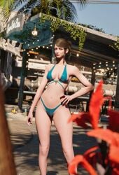 1girls 3d 3d_(artwork) absurd_res absurd_resolution bare_shoulders beautiful_woman belly brown-haired_female cleavage collarbone emotionless emotionless_female expressionless female_focus female_only femsub game_cg hand_on_hip high_quality high_resolution highres indifferent large_breasts mature_female mature_woman melody navel pinup posing rachel_(artist) short-haired_female source_request summer the_first_descendant uncaring uncaring_female yellow_eyes