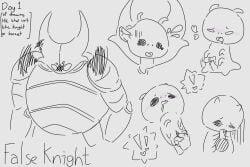 antennae armor blowjob crying_with_eyes_open false_knight fingering h4llx hollow_knight pathetic_male pinching_cheek