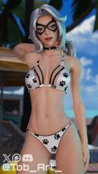 3d 3d_(artwork) alternate_version alternate_version_available beach beach_background bikini bikini_bottom bikini_top black_cat_(fortnite) black_cat_(marvel) choker clothed clothed_female clothing felicia_hardy female female_focus female_only fortnite fortnite_(marvel_comics) hand_behind_neck hourglass_figure hourglass_figured_female long_hair long_hair_female marvel marvel_comics mask masked masked_female outdoors pose posing posing_for_the_viewer request shiny shiny_skin smile smiling smiling_at_viewer solo solo_female solo_focus spider-man_(series) tob_art_ watermark wet wet_body wet_skin white_hair white_hair_female
