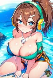 ai ai_art ai_assisted ai_generated ass ass_focus big big_breasts boobs cameltoe fortnite fortnite:_battle_royale headphones mixxiru pj_(fortnite) ponytail shorts underboob