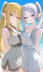 2girls ai_generated elf elf_ears frieren frieren_beyond_journey's_end happy serie_(sousou_no_frieren)