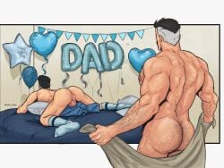 age_difference anus ass asshole back_view balls bara big_ass big_butt butt completely_nude daddy dilf father father_and_son fathers_day gay hairy hairy_ass hairy_male incest invincible invincible_(comics) invincible_(superhero) invincible_(tv_series) inviting inviting_to_anal inviting_to_sex male male_focus male_only mark_grayson mature_male muscular muscular_male nolan_grayson nude nude_male omni-man roker_feller showing_ass showing_asshole showing_off showing_off_ass socks son spread_legs submissive submissive_male yaoi