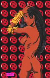 1girls 2007 ass big_ass big_breasts black_hair breasts dark-skinned_female dark_skin female female_only marvel monet_st._croix nude solo solo_female traditional_media_(artwork) walfiend x-men