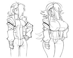 bangs bangs_over_one_eye before_and_after big_breasts breasts enlarged_breasts matsu-sensei