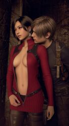 1boys 1girls 2026 3d 3d_(artwork) absurd_res ada_wong artist_request beautiful_female beautiful_woman belly belt black-haired_female bored_female_excited_male braless brown-haired_male brown_eyes cleavage collarbone disappointed_look dress earring emotionless emotionless_female expressionless femsub high_resolution highres huge_breasts leather_pants leon_scott_kennedy maledom mature_woman navel no_bra resident_evil short_hair_female short_hair_male tight_dress tomboyish uncaring uncaring_female unzipping