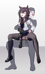 1boy 1girls animal_ear_fluff animal_ears artist_request assault_rifle black_hair black_pantyhose blood blue_archive brain_matter breasts corpse death empty_eyes female_pubic_hair fox_ears fox_girl gore guro hair_between_eyes halo long_hair long_sleeves murder neckerchief necrophilia pussy red_eyes red_halo rolling_eyes sailor_collar school_uniform sensei_(blue_archive) serafuku sex shirt shooting skirt skirt_lift snuff vaginal_penetration weapon yukino_(blue_archive)