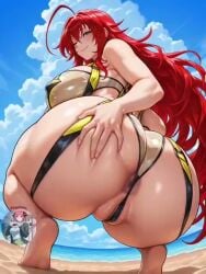 1girls ai_generated angel_yukkis anus anus_focus ass ass_focus big_ass big_breasts bikini breasts curvy curvy_female curvy_figure day fat_ass high_school_dxd nipples oppai pussy pussy_juice rias_gremory seaside sexy_bikini sexy_female sexy_pose sweat tagme video voluptuous_female