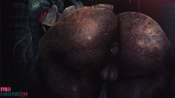 ass ass_focus asshole butt butt_focus corruption creepy fyk0 glowing_eyes horror human large_ass long_hair looking_at_viewer looking_back_at_viewer naked naked_female pussy red_eyes smile the_hundred_line_-last_defense_academy- tsukumo_kako white_hair zombie_girl