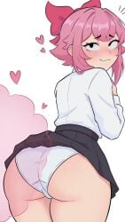 1girls 9:16 :3 ahegao ai ai_generated ass big_ass black_skirt blushing brawl_stars cute excited fart fart_cloud fart_fetish farting farts female female_focus female_only fetish heart hips looking_up melodie_(brawl_stars) nice_ass pink_fart pink_fart_cloud pink_hair rear_view school_uniform solo solo_female solo_focus upskirt white_background white_panties white_shirt wide_hips