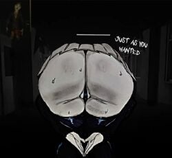 1girl ass_focus ass_sweat bent_over black_hai black_panties explicit from_behind ghostfacik glistening_skin huge_ass lineart monochrome presenting pussy_focus roblox roblox_game school_uniform schoolgirl shiny_pussy sketch solo sweat sweatdrop text the_mimic thick_thighs traditional_media wet_pussy