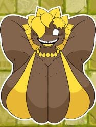 2girls anthro anthrofied ass big_breasts breasts chubby chubby_female electronic_arts fat flora_fauna freckles oc one_eye_covered one_eye_obstructed plant plant_humanoid plantie plants_vs._zombies plants_vs_zombies popcap_games sun_(pvz) sunflower_(pvz) tagme tagme_(artist) thick_thighs video_game_character video_games