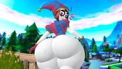 16:9 2026 3d 3d_(artwork) big_ass clothed clothing dra111_(artist) dragon316 epic_games exclamation_mark exposed_ass fortnite glitch_productions massive_ass normal_breasts pomni pomni_(tadc) pomni_(the_amazing_digital_circus) sfm shocked shocked_expression the_amazing_digital_circus