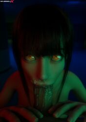 1boy 1girls 3d 3d_(artwork) 3d_model 3d_render absurd_res blowjob blowjob_face blowjob_only chainsaw_man devil eye_contact high_resolution highres horror makima_(chainsaw_man) oral oral_sex red_eyes shaddoll_x sloppy sloppy_blowjob yellow_eyes
