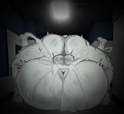 1boy 1girl anus_focus creampie cum cum_drip cum_in_pussy cum_overflow cum_splatter deep_penetration excessive_cum explicit folded ghostfacik glistening_skin huge_ass keiko_(the_mimic) legs_up lineart mating_press monochrome penis_in_pussy roblox roblox_game self_upload sketch sweat the_mimic thick_thighs traditional_media vaginal vaginal_penetration visible_anus watermark