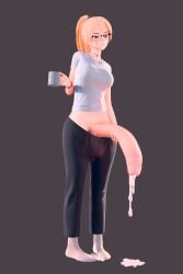 1futa 3d 3d_(artwork) 3d_render beladdy big_penis blonde_hair blue_eyes casual casual_ejaculation casual_erection cum cum_drip cumming ejaculation_without_expression futanari glasses handsfree_ejaculation large_penis leaking_cum naomi_(beladdy) oozing_cum pants penis solo thick_penis