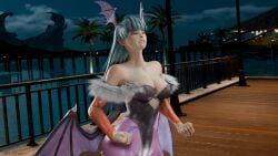 3d big_breasts breasts capcom darkstalkers female giantess grimace morrigan_aensland struggling succubus swallowing tagme themightyhq thick_thighs throat_bulge vore