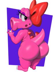 ass big_ass big_butt birdo blowjob_lips bow bow_ribbon bubble_ass bubble_butt butt capikeeta dinosaur dinosaur_girl female female_only looking_at_viewer looking_back mario_(series) nintendo pink_body pink_scales pink_skin rear_view ribbon ribbon_in_hair scalie tagme tail