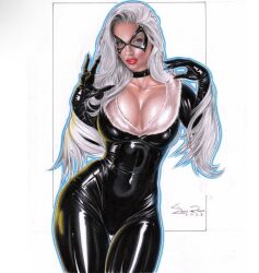 1girls black_cat_(marvel) curvaceous curvy_body curvy_female ed_benes_studio felicia_hardy latex_suit looking_at_viewer marvel marvel_comics seductive_look skin_tight spider-man_(series) victim_official voluptuous voluptuous_female white_hair