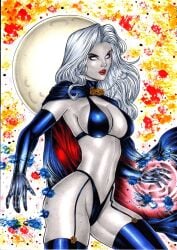 1girls 2023 chaos_comics coffin_comics curvaceous curvy_body curvy_female death_(personification) ed_benes_studio female_only grim_reaper hi_res huge_breasts lady_death latex_gloves latex_thighhighs long_hair queen_of_the_dead seductive_look white_hair white_sclera