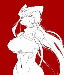 1girls belly big_breasts bliss_zero female helmet long_hair mega_man mega_man_zero muscular_female rule_63 smile solo tight_clothing toned toned_female very_long_hair wide_hips yuki_nishijin zero_(mega_man)