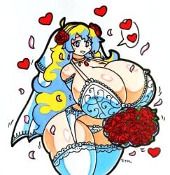 1girls big_breasts breasts breasts_bigger_than_head butt curvaceous curvy floating_heart flowers huge_ass huge_breasts mr.ctm nia_teppelin panties plump plump_ass spoken_heart tengen_toppa_gurren_lagann thick_thighs thighs wedding_dress wedding_lingerie wedding_veil wide_hips