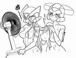 2girls big_breasts bliss_zero cyber_elf_x duo female female_only helmet long_hair medium_breasts mega_man mega_man_zero multiple_girls nude rule_63 sweat tagme upper_body yuki_nishijin zero_(mega_man)