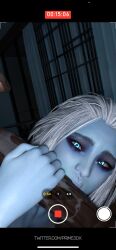 1futa 1girls 3d awoken big_penis blowjob blue_eyes blue_skin bungie close-up curvy dark-skinned_futanari dark_skin destiny_(game) destiny_2 fellatio glowing_eyes handjob hi_res mara_sov oral prime3dx short_hair white_hair