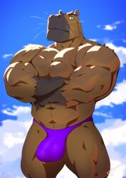 1boy abs anthro bulge capybara caviid clothing fur gay gay_male hi_res male male_only mammal muscular muscular_male pecs rodent solo solo_male taoren underwear