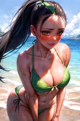 1girls ai_generated big_ass big_breasts big_butt bikini bikini_bottom bikini_top black_hair female female_only long_hair nemona_(pokemon) pokemon pokemon_sv space_o_space stable_diffusion