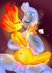 1boy 1girls ass balls blue_body bodily_fluids boiling boiling_water breasts bubbling canon_couple digital_media_(artwork) dimples_of_venus disney duo elemental_(pixar) elemental_creature elemental_humanoid ember_lumen erection erostash eye_contact female female_penetrated fire fire_body fire_creature fire_humanoid flaming_hair genitals hi_res humanoid humanoid_genitalia male male/female male_penetrating male_penetrating_female open_mouth penetration penis pixar pseudo_hair romantic romantic_ambiance romantic_couple romantic_sex sex simple_background sitting sizzling smile spread_legs spreading tears uncensored upright_straddle vaginal_penetration wade_ripple water water_body water_creature water_humanoid