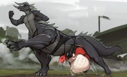 2023 anal anthro anthro_on_taur anthro_penetrated balls belly_riding big_balls big_belly biped black_body bodily_fluids bound claws cum cum_through digital_media_(artwork) dragon dragon_taur duo fur genital_fluids genitals grey_body hi_res horn huge_balls inflation larger_male larger_taur male male/male male_penetrated male_penetrating male_penetrating_male outside_sex penetration raptoral raptoral_(character) red_body red_fur running scalie sergal sex size_difference smaller_anthro smaller_male taur taur_penetrating taur_penetrating_anthro toe_claws undercarriage white_body white_fur